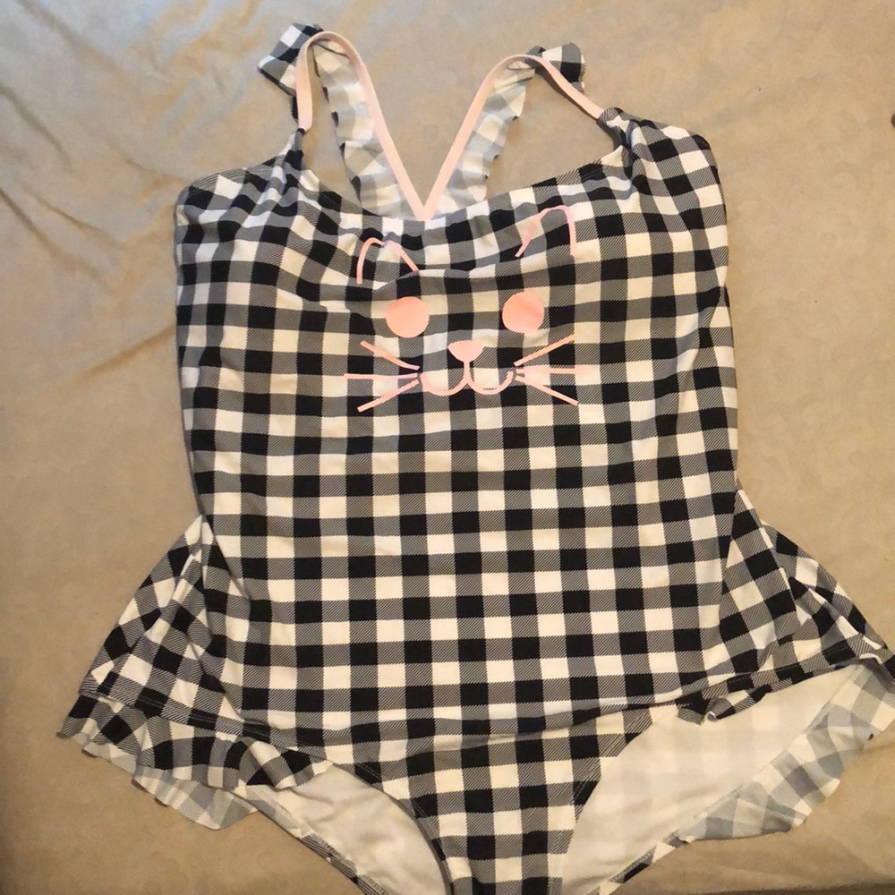 NEW Plaid cat face one piece bathing suit size 5X